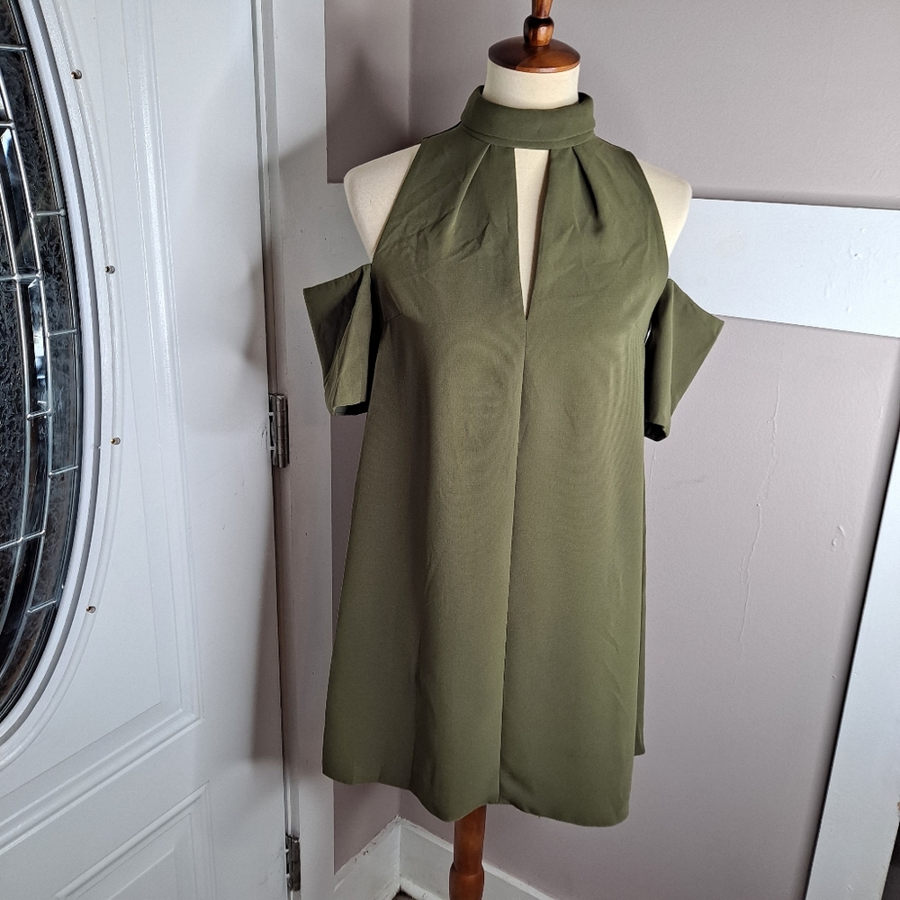 Topshop Green Cold Shoulder Dress sz 4